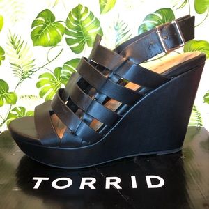 Torrid Strappy Faux Leather Wedges - Size 10
